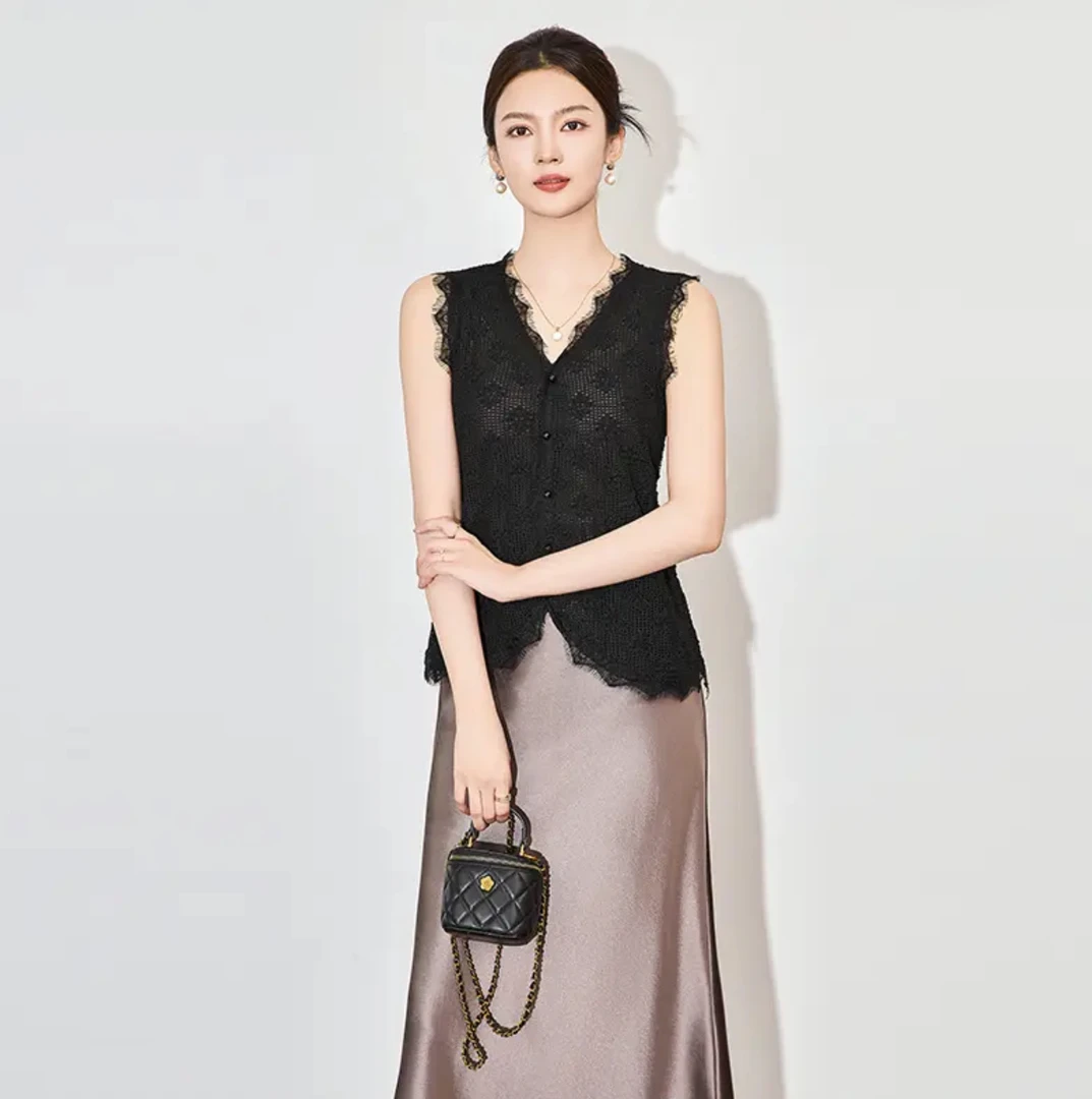 【锦衣服饰】AMY 8815 法式气质高级感时尚修身立体蕾丝上衣