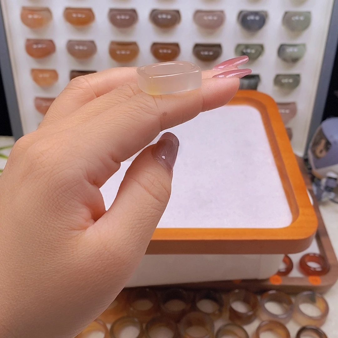 青***雨玛瑙/玉髓未镶嵌戒指港19