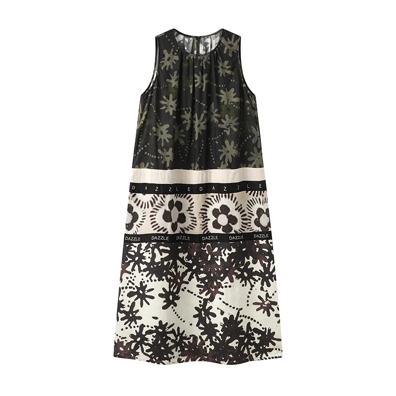 【简小姐】波西米亚风无袖烧花印花连衣裙气质韩版裙子网红【666】