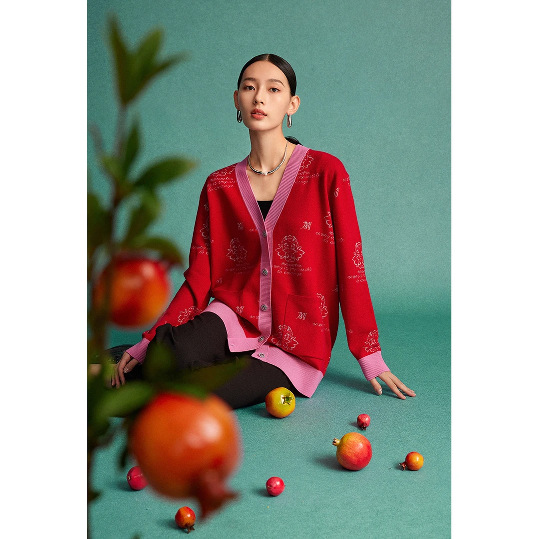 【珊珊专属】红色毛衫新中式开衫2024早春针织衫MC731310738