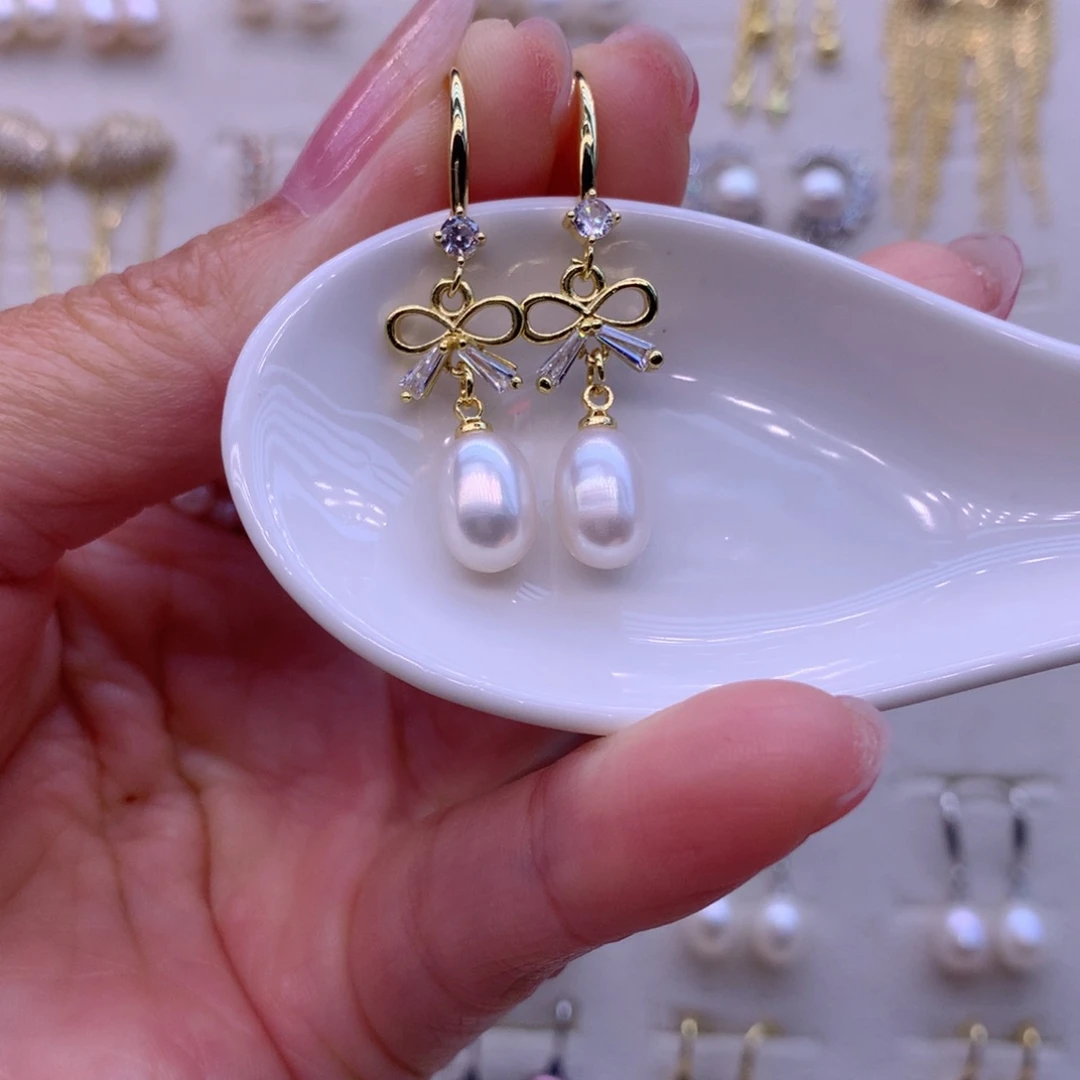 合金淡水珍珠耳饰