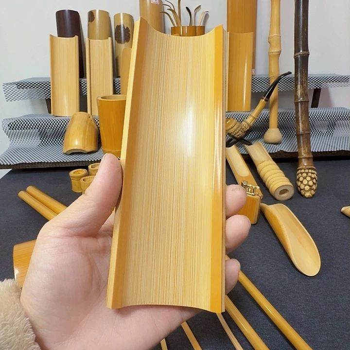 竹大**室老玉竹制作茶则，纯手工制作打磨