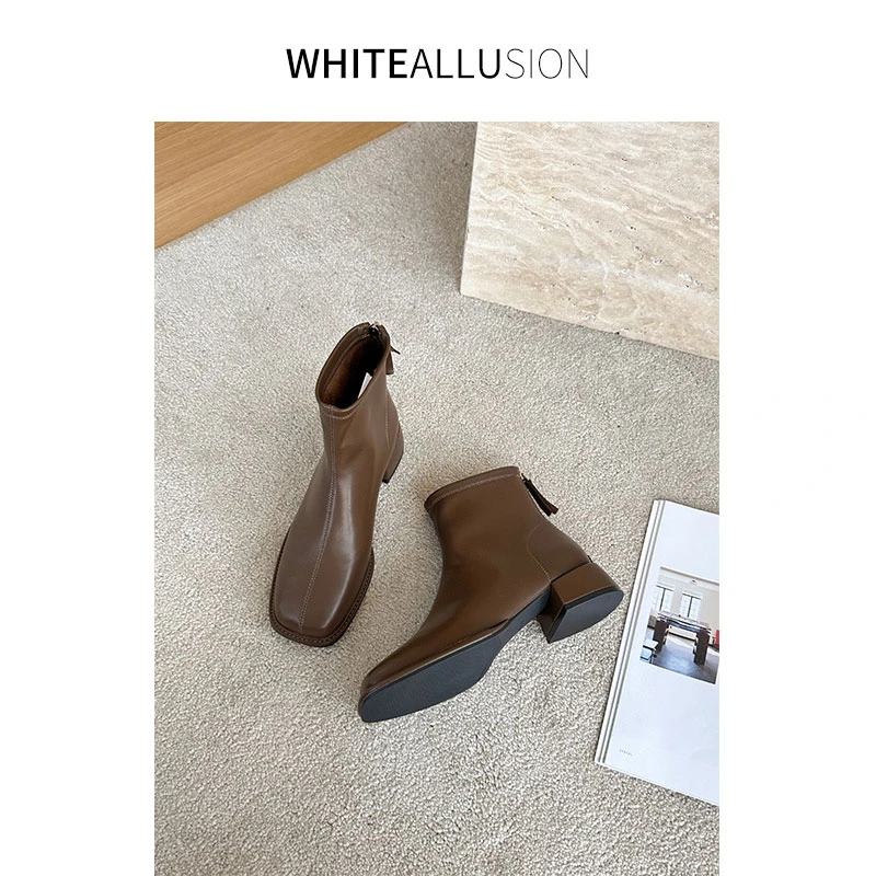 素典【瘦瘦靴】英伦风粗跟马丁靴复古休闲时尚百搭秋冬短靴290