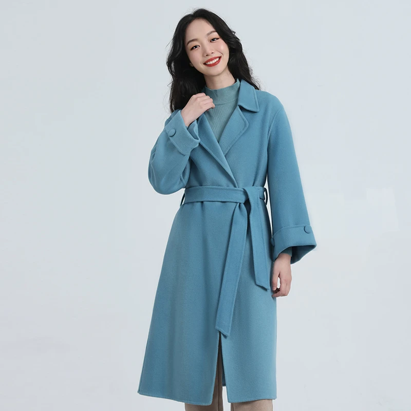 新款秋冬气质毛大衣全毛纯手工双面呢大衣9069