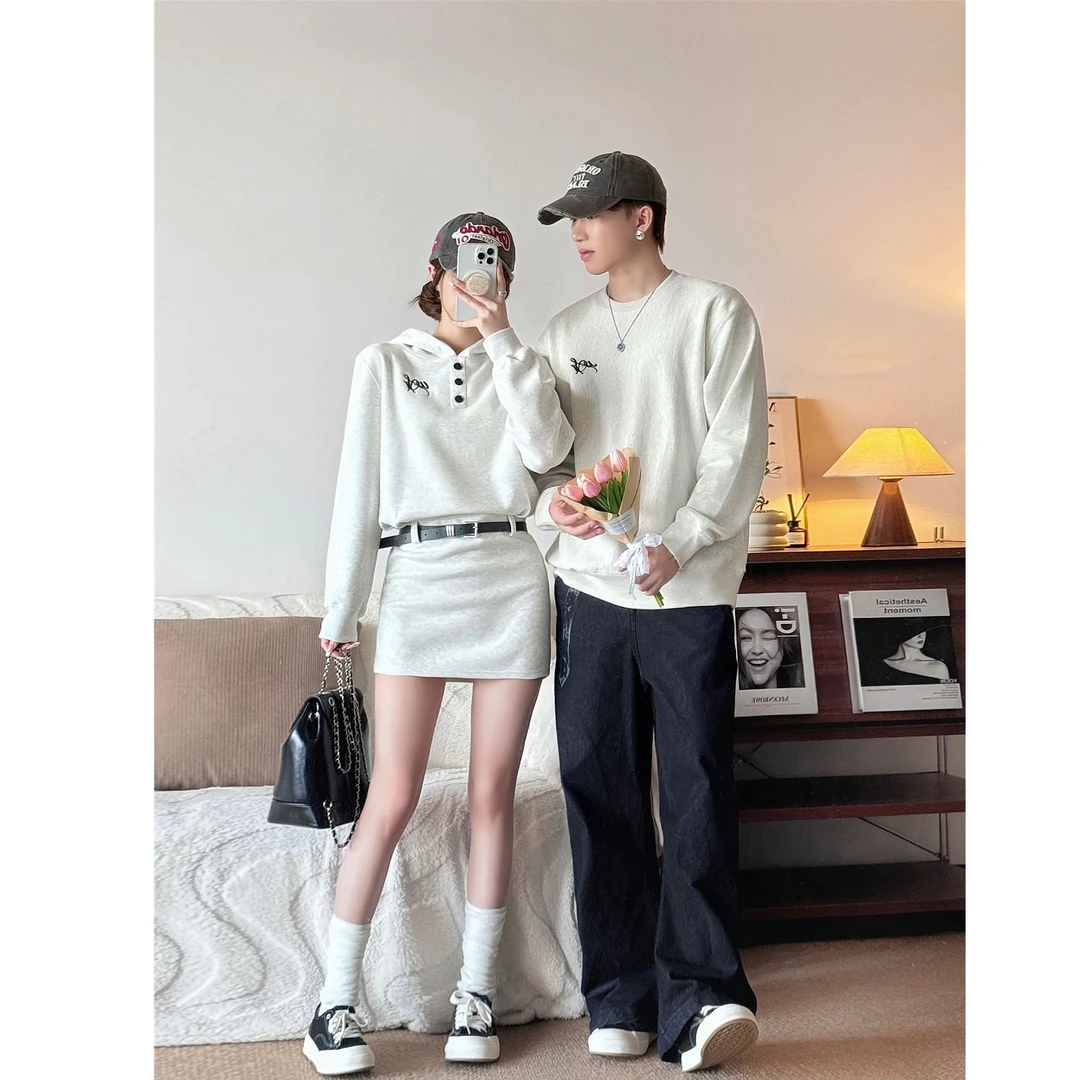 小众设计感情侣装春秋季2025韩版长袖卫衣女连衣裙法式一裙一衣潮