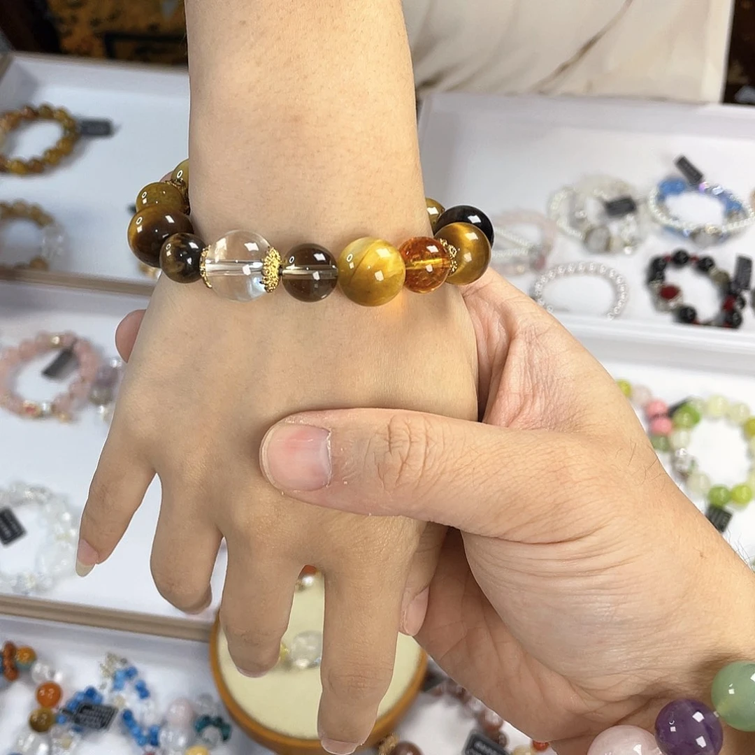 水晶手链银S925镀金镶嵌