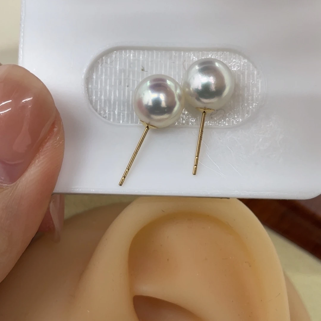 海水珍珠18K金镶嵌耳饰78毫米天女莫