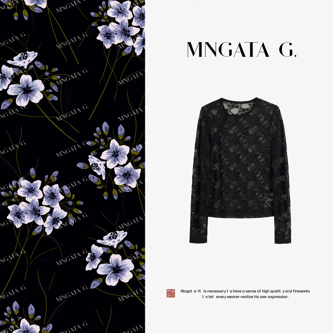 MNGATA G.宫小妍【蕾丝镂空衫】早秋新中式穿搭中国风上衣5080452