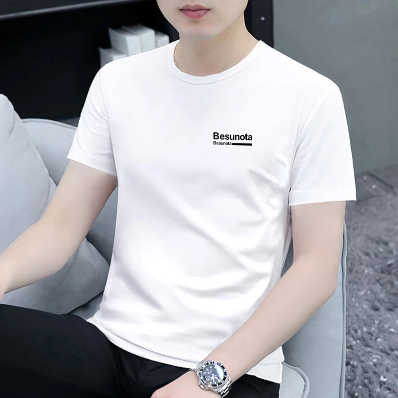 夏季新款男士t恤印花时尚宽松男士健身圆领T恤男装打底衫韩版短袖
