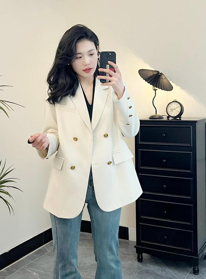 白色西装外套女2025年春新款网红小个子休闲百搭韩版炸街