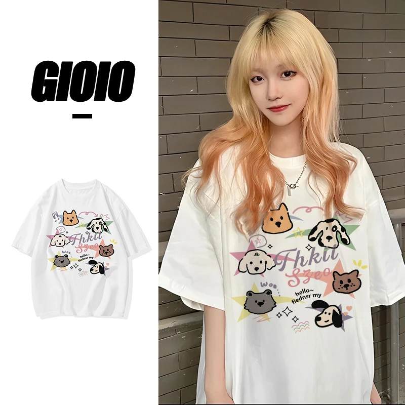 FNFE夏季设计感白色纯棉短袖t恤女休闲百搭小众上衣情侣ins潮流