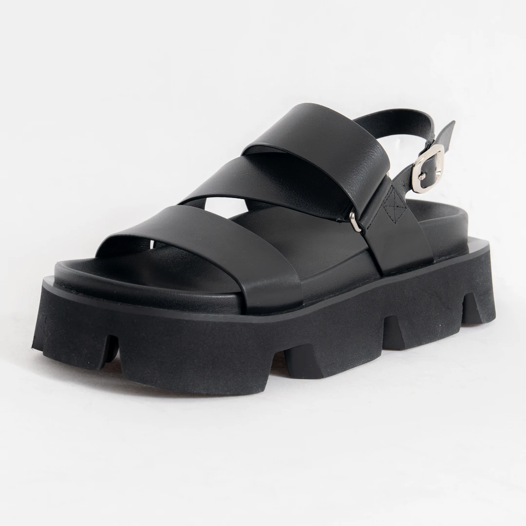 B2512  2025百搭休闲黑色厚底女士气质潮流舒适凉鞋