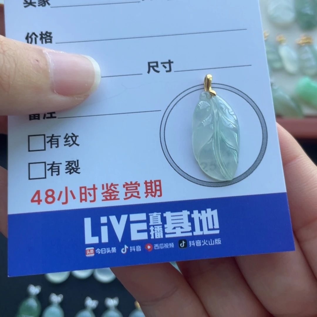 翡翠未镶嵌颈饰金扣叶子