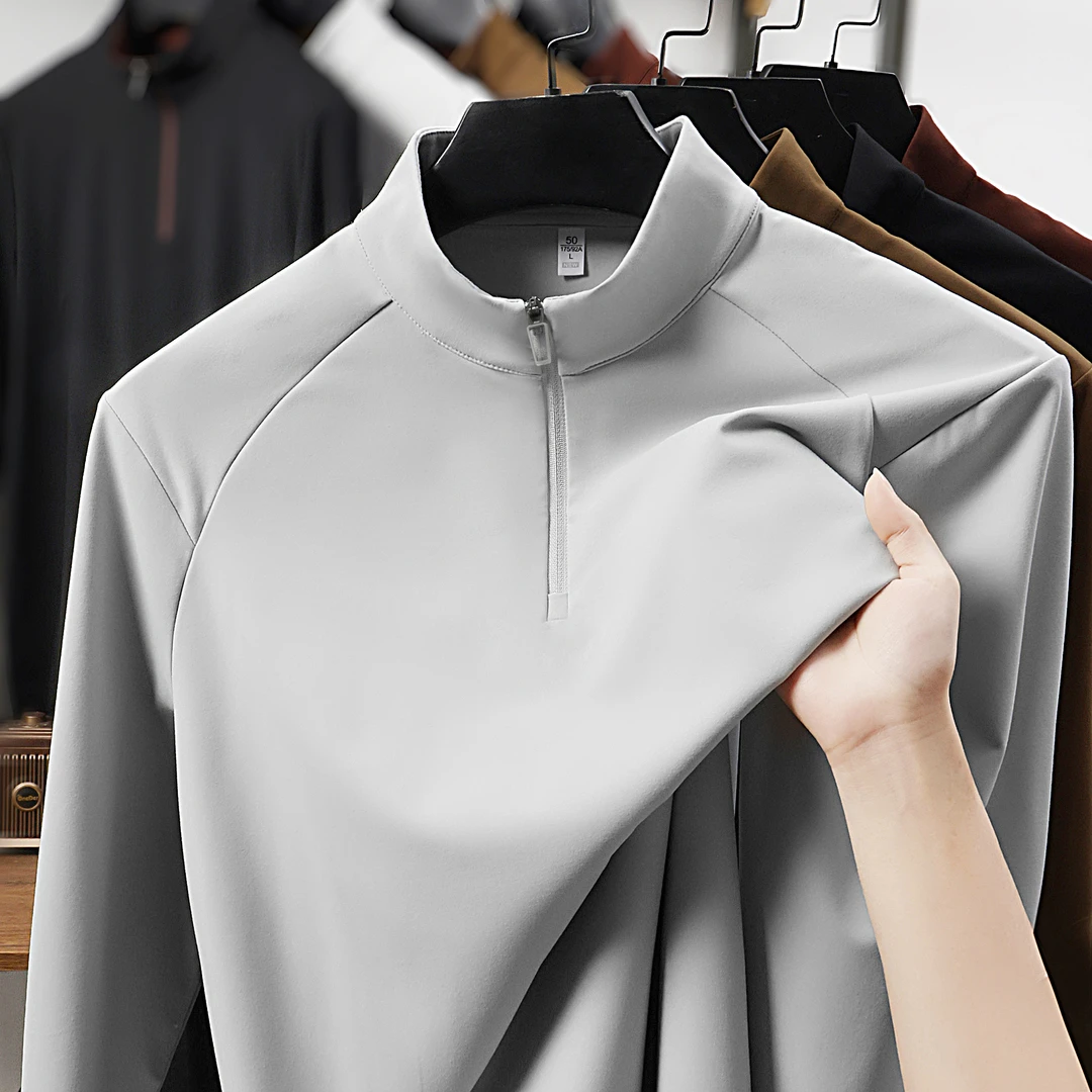 经典再现 质感/有型/舒适秋冬新款男士长袖拉链POLO衫打底/单穿