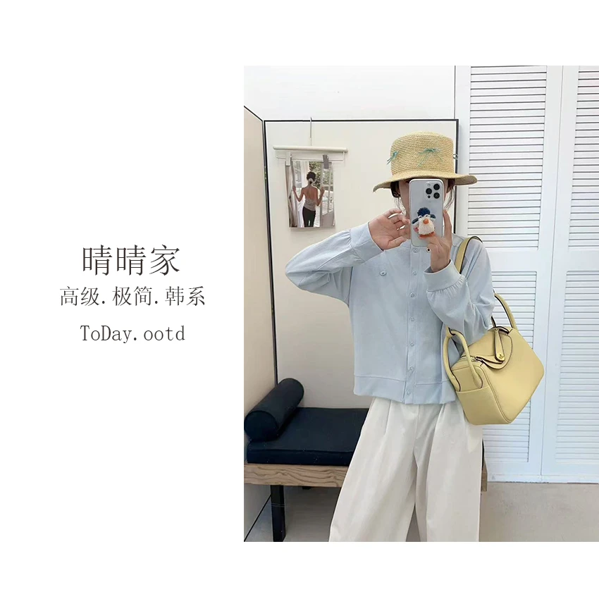 晴晴家-【七色亚麻开衫】夏季韩系纯色简约单排扣薄款外套9890