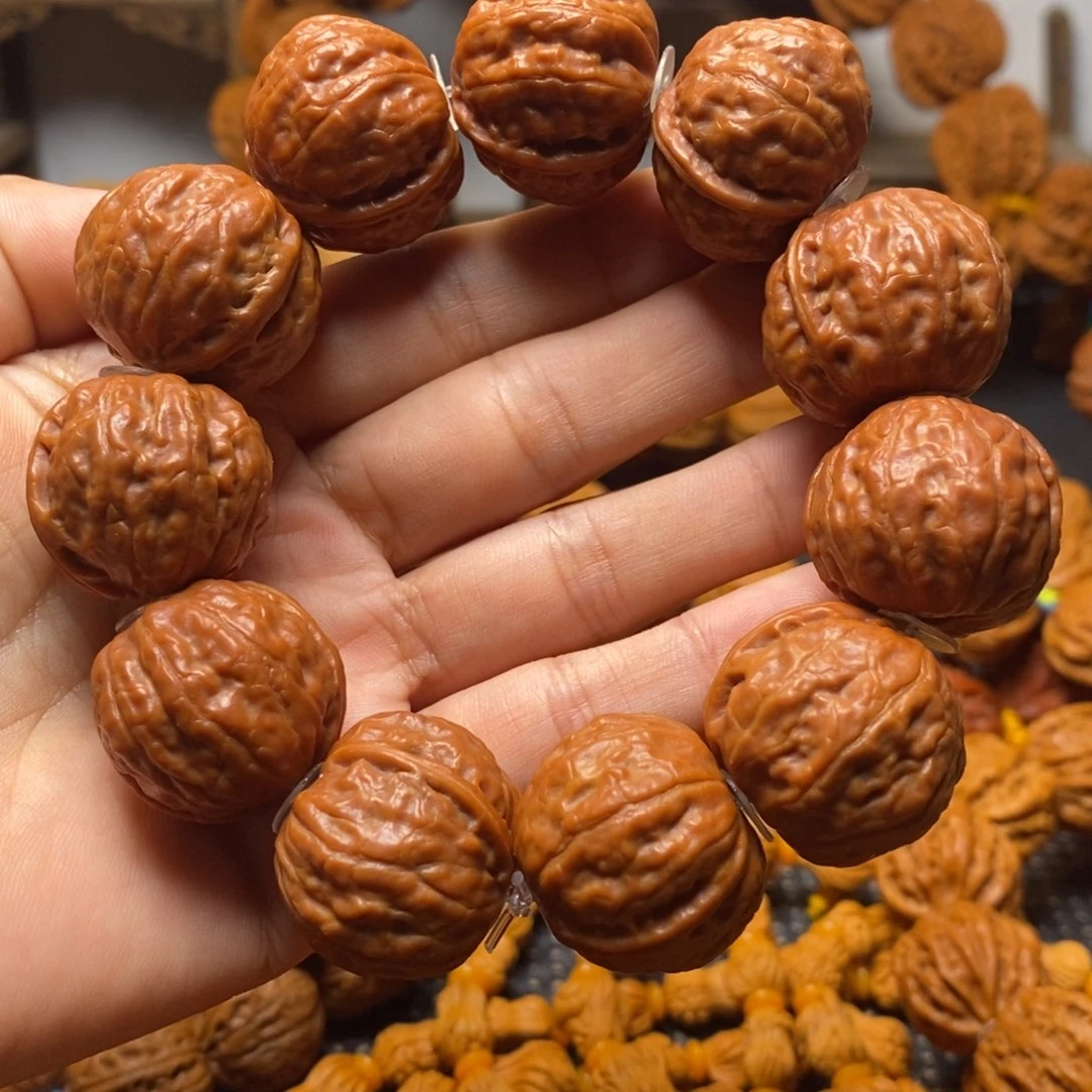 午***阳文玩核桃手串粗筋磨盘手串