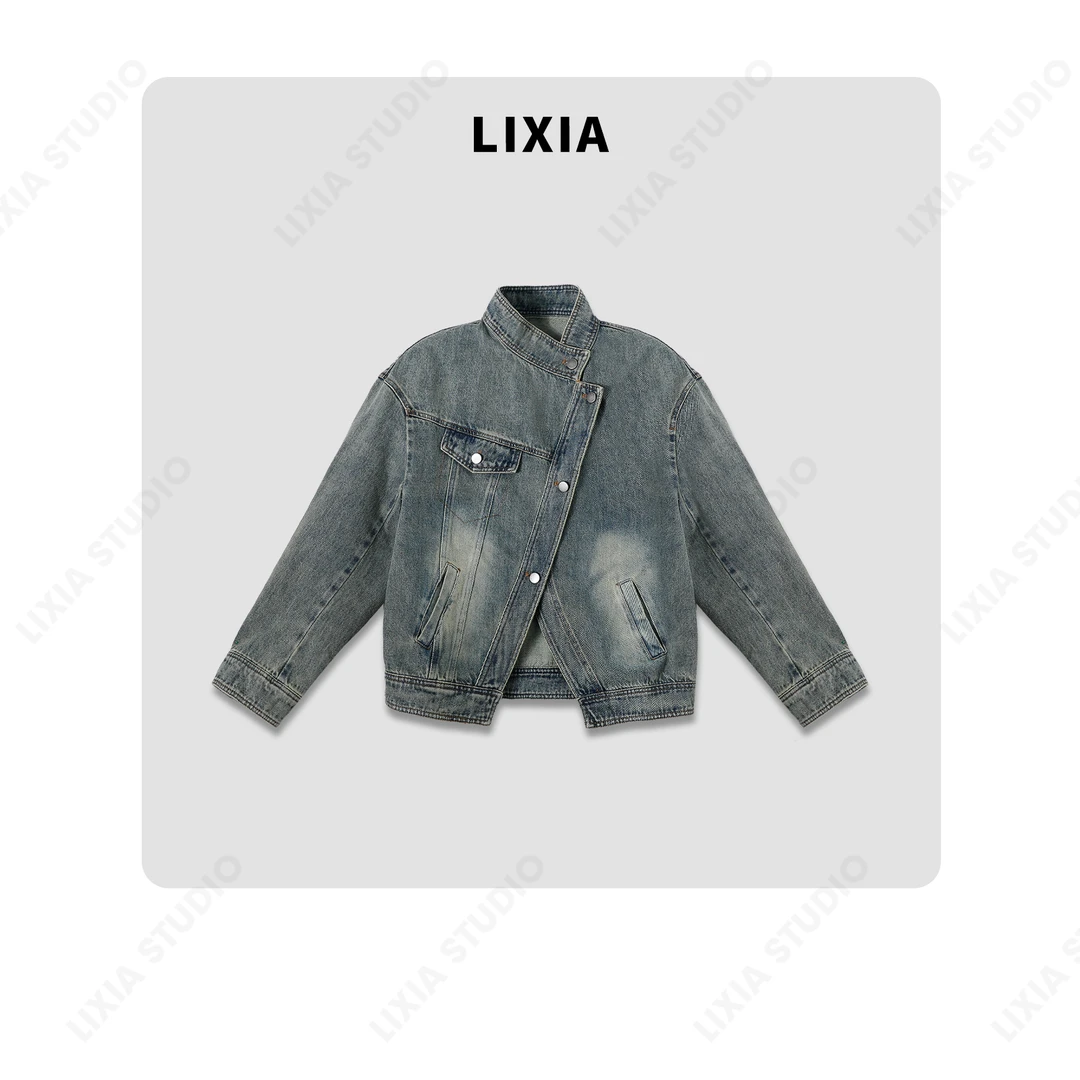 LIXIA【岩层肌理】重工水洗感做旧复古感牛仔外套-D6933