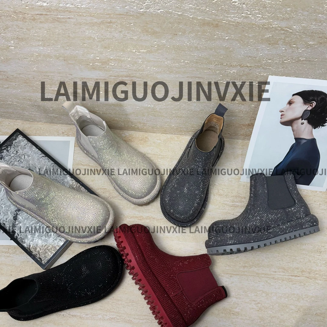 时尚厚底烫钻满钻潮流短靴女休闲百搭女靴996-1