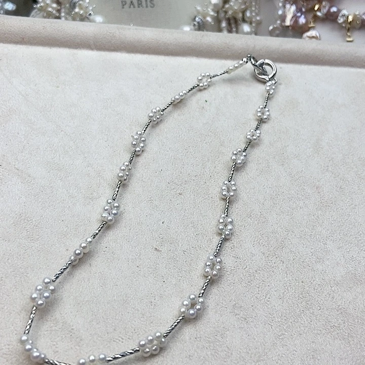淡水珍珠颈饰银S925镶嵌