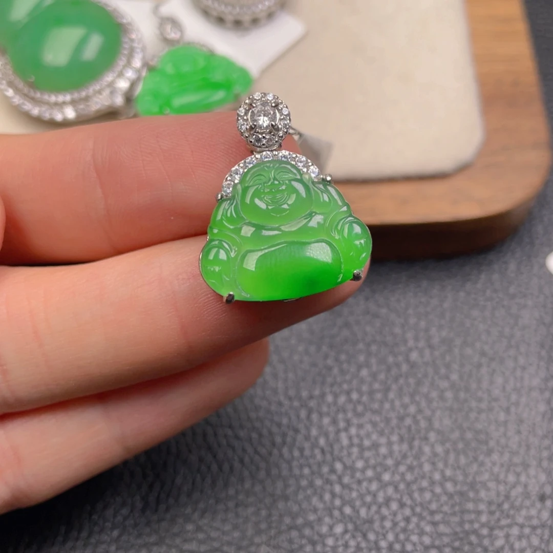 翡翠银S925镶嵌吊坠(不含链)