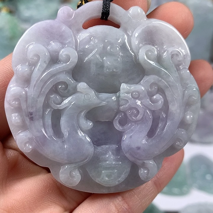 颈饰未镶嵌翡翠龙凤呈祥两面工艺福利