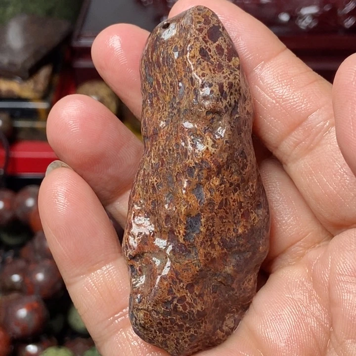 纯铜石英石往*哥天宝石手把件5 7克