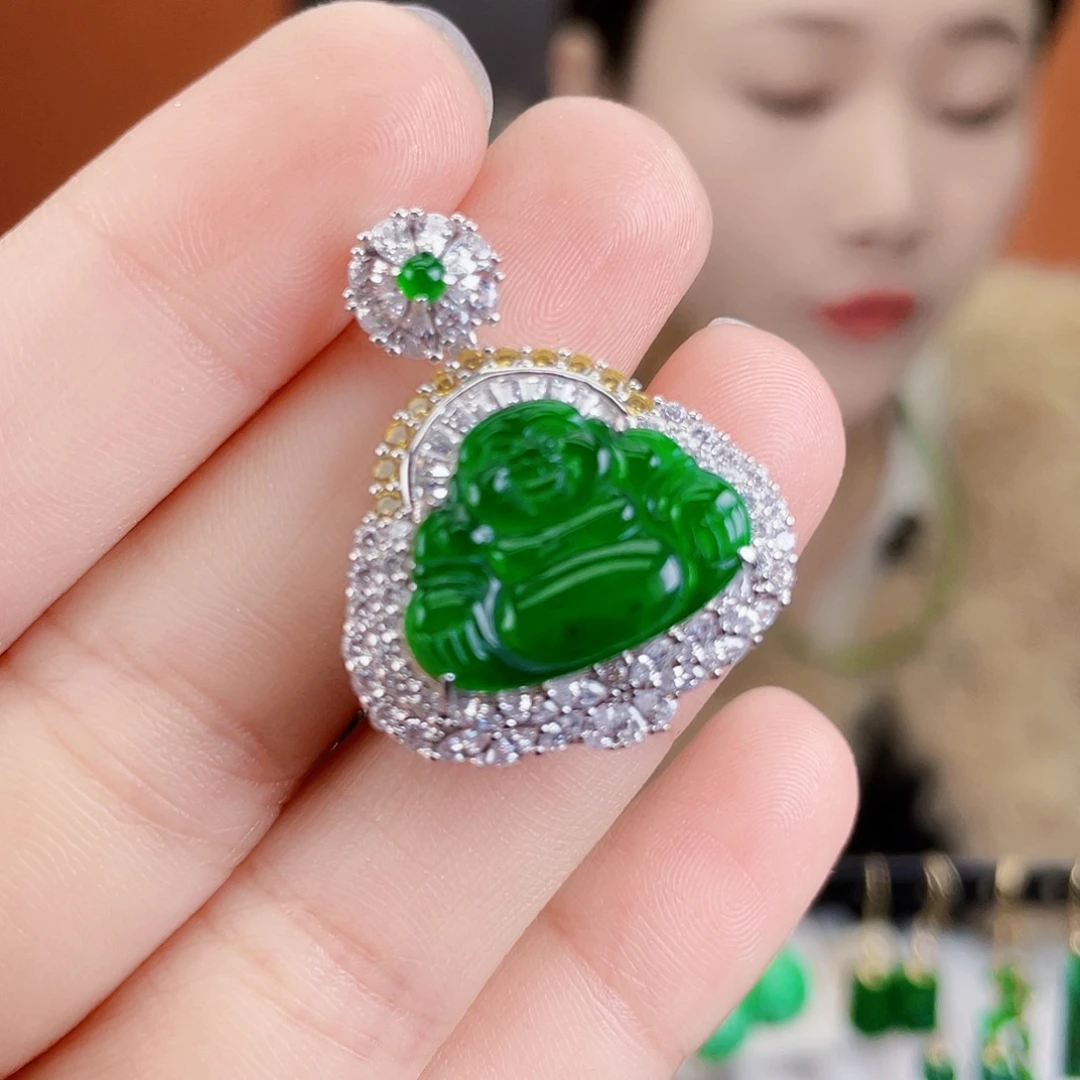 翡翠银S925镶嵌耳饰