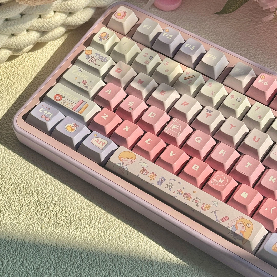 嗨元创那年夏天原厂机械键盘PBT全五面热升华120键个性可爱键帽