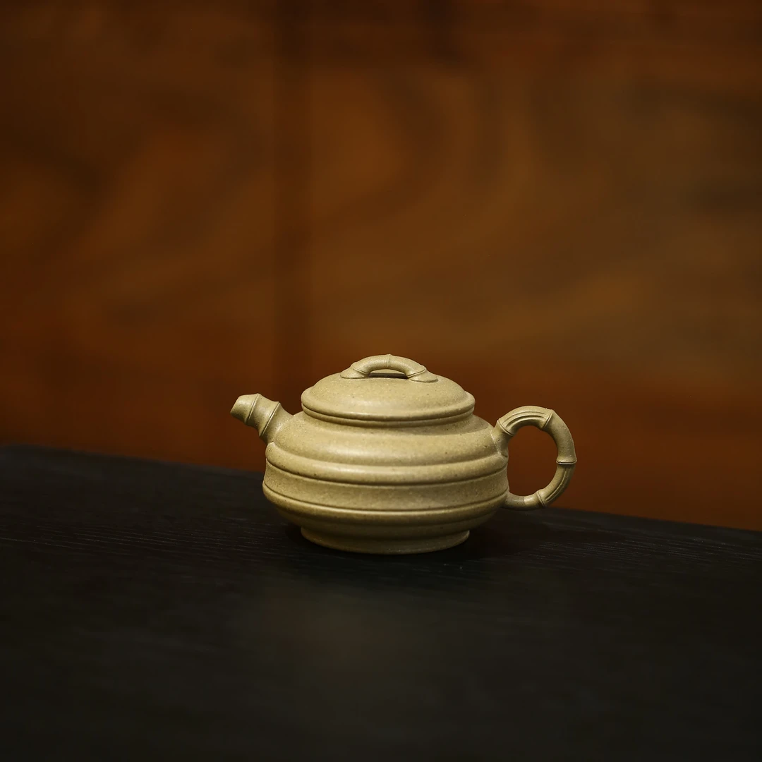 【陶研专属】 双线竹鼓 芝麻段 220cc 紫茗轩 紫砂壶