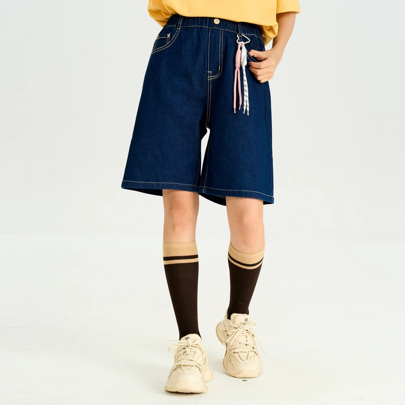 多多一上女中大童25夏款经典百搭牛仔短裤（150-180码）2261A08X