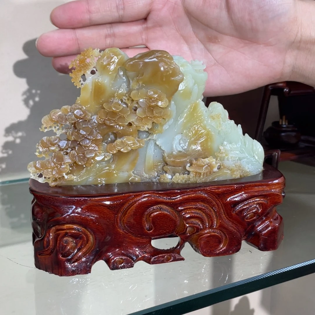 未镶嵌和田玉摆件青*