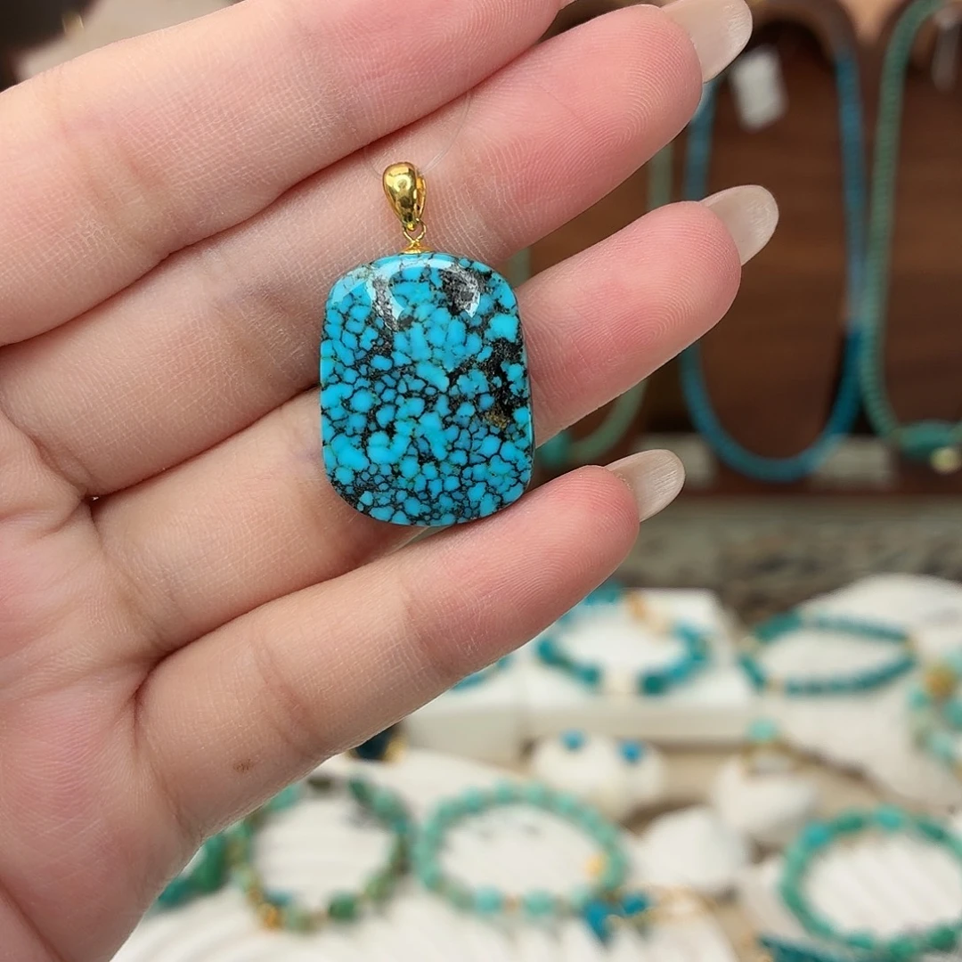 绿松石18K金镶嵌吊坠(不含链)