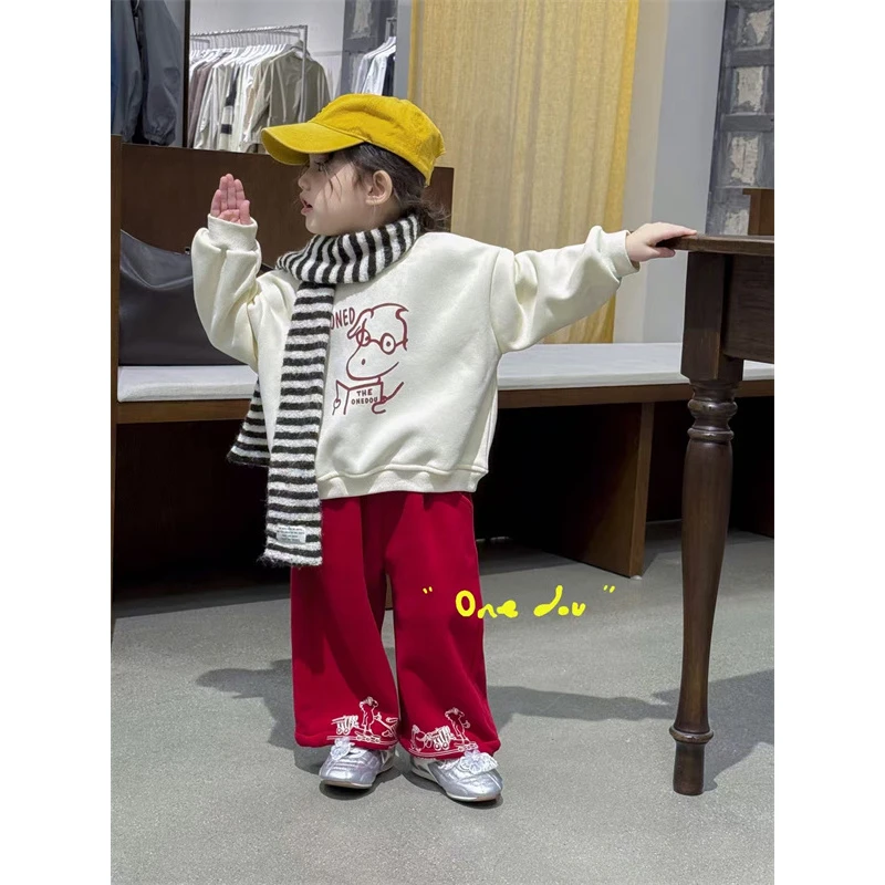 one豆·25冬~卡通加绒卫衣两件套5663（童装汉服）