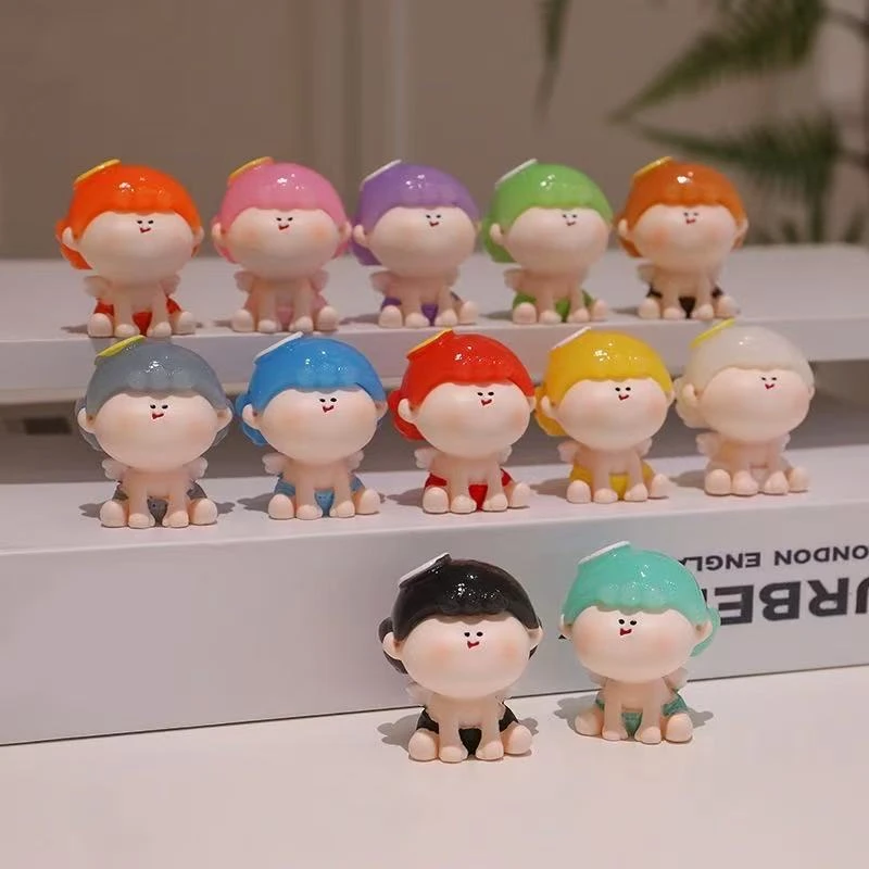 直播拆【九宫格+许愿色】夜光天使坐姿李四可爱树脂摆件