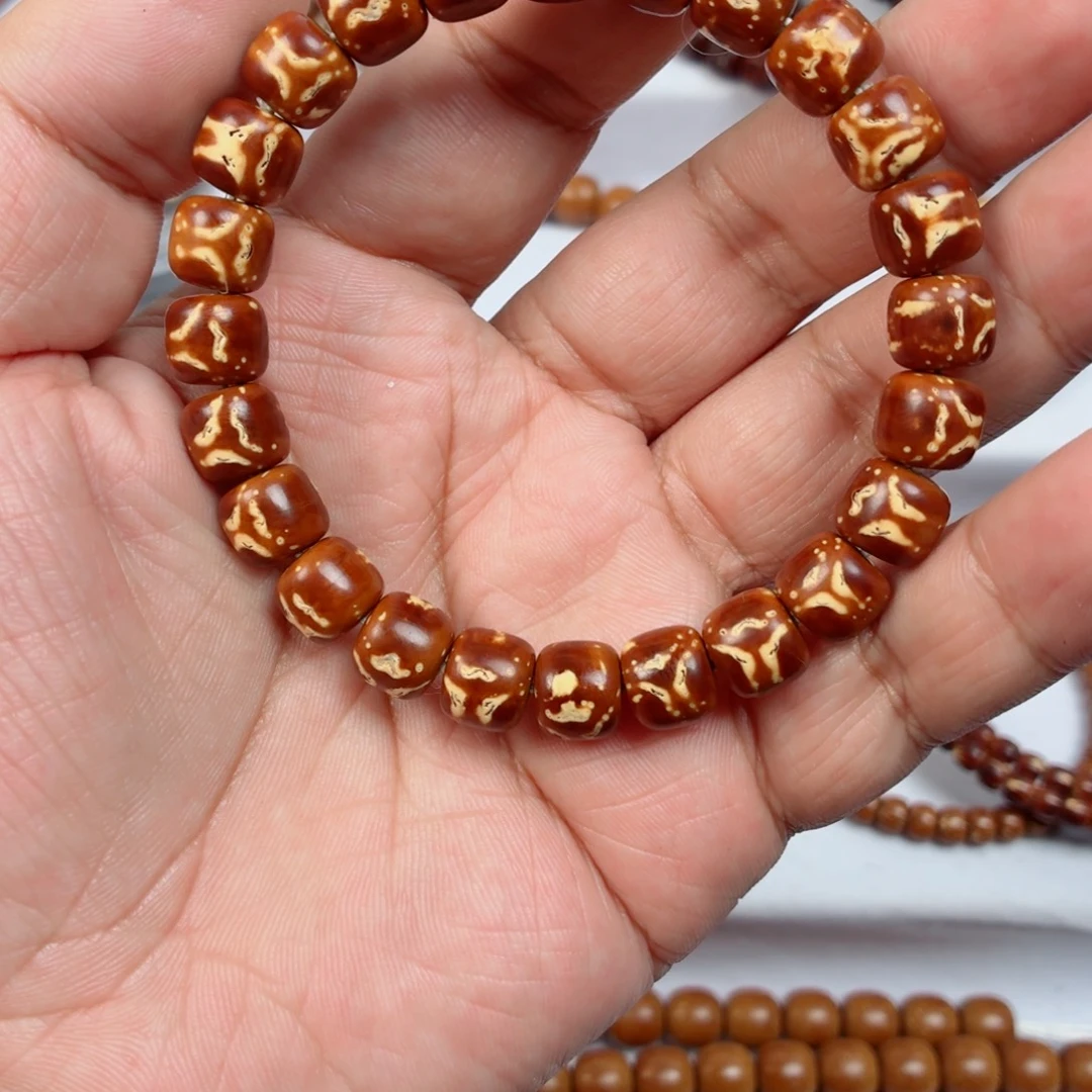 紫金鼠手串火焰纹鬼脸，实心