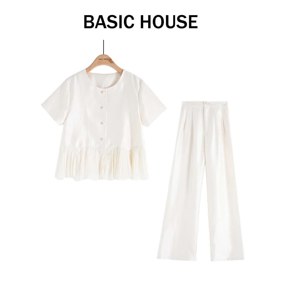 Basic House/百家好无袖小香风气质白色时尚减龄套装B1385B5F672