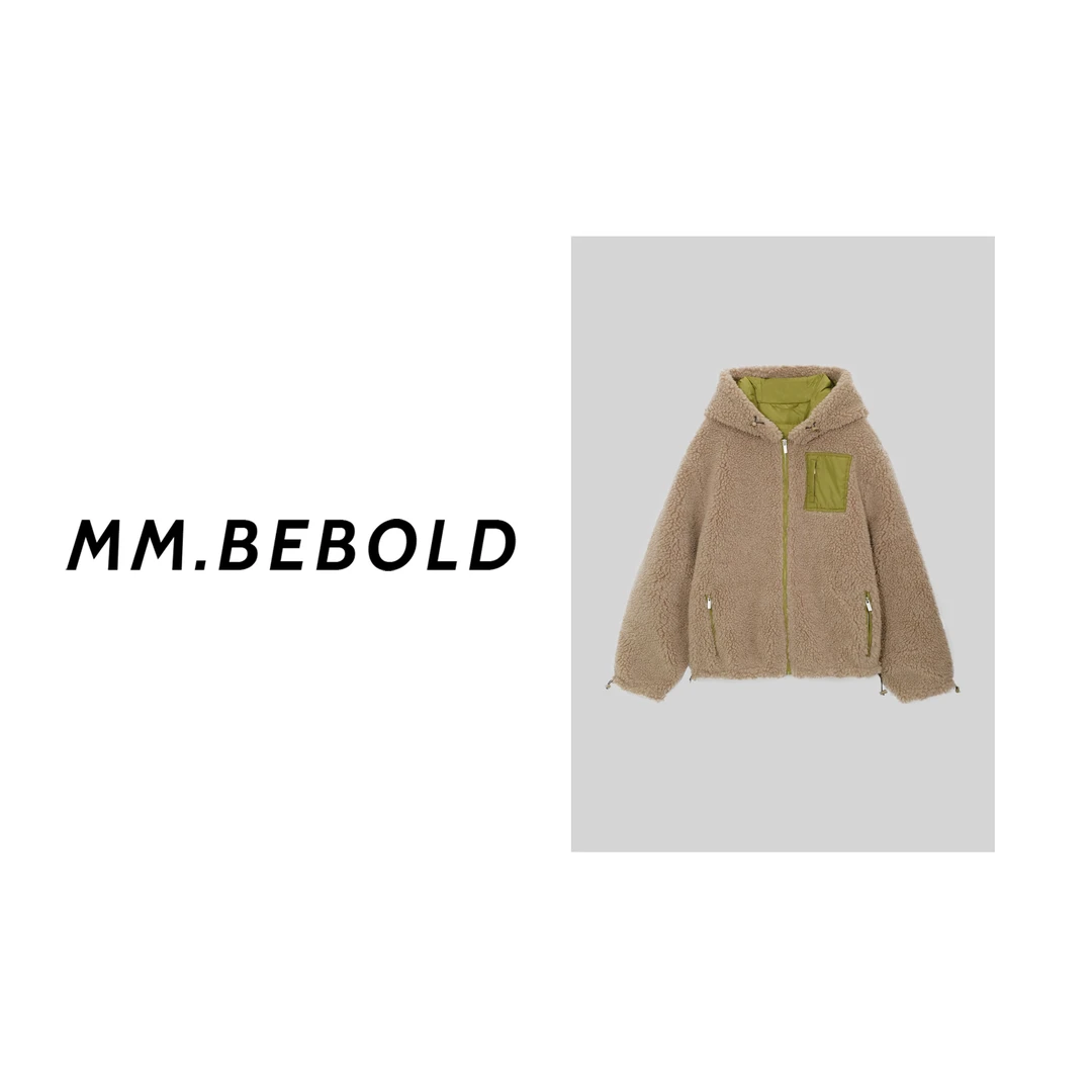 【妙姐精选】林下清风 百搭拉链连帽拼色夹克羽绒外套MCF798