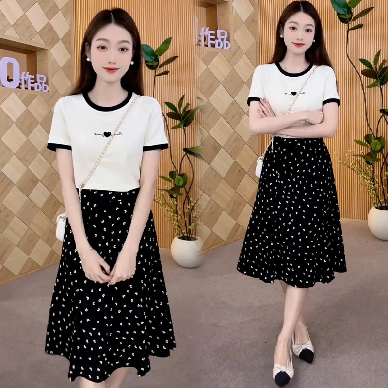 休闲宽松套装女2025年夏季新款洋气减龄休闲短袖t恤半身裙两件套