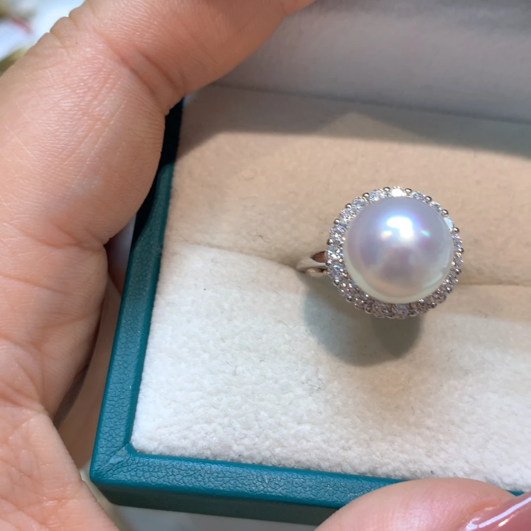 海水珍珠戒指银S925镶嵌