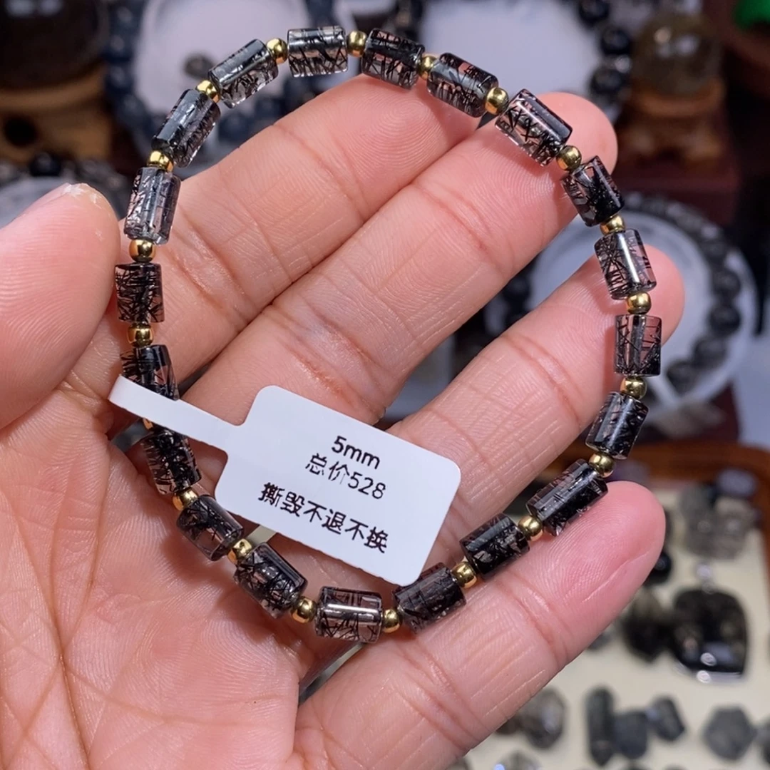 未镶嵌手链水晶黑发晶桶珠设计款5mm毕业级