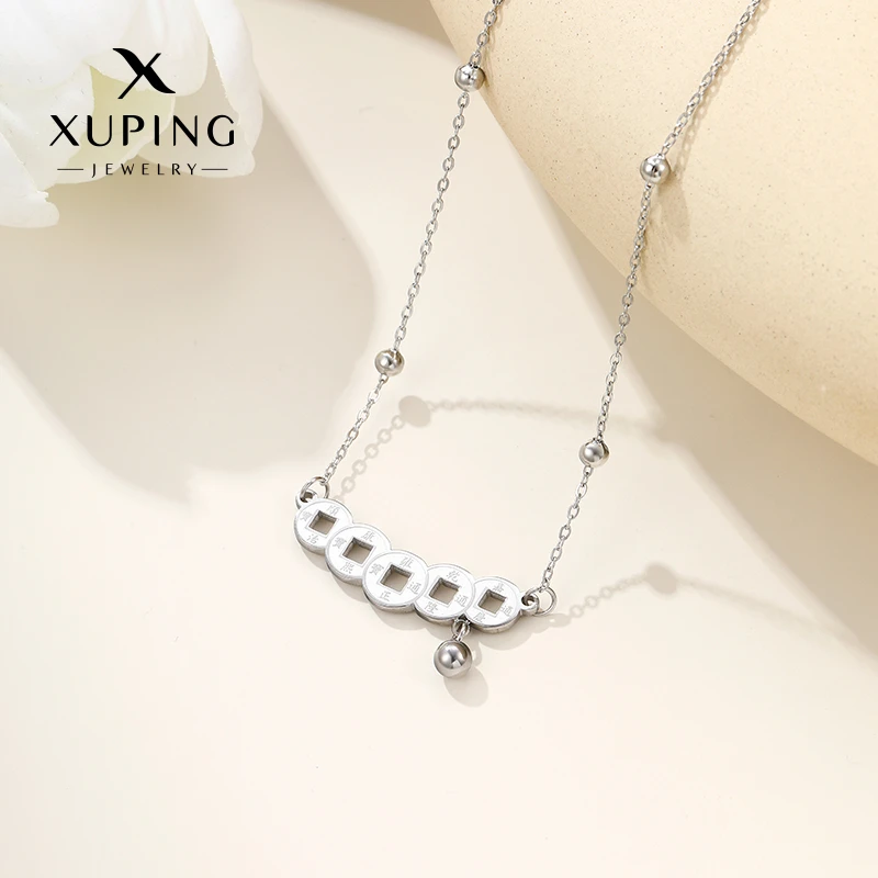 XUPING/旭平首饰 不锈钢项链 冬上新气质铜钱项链 GDQ T001050874