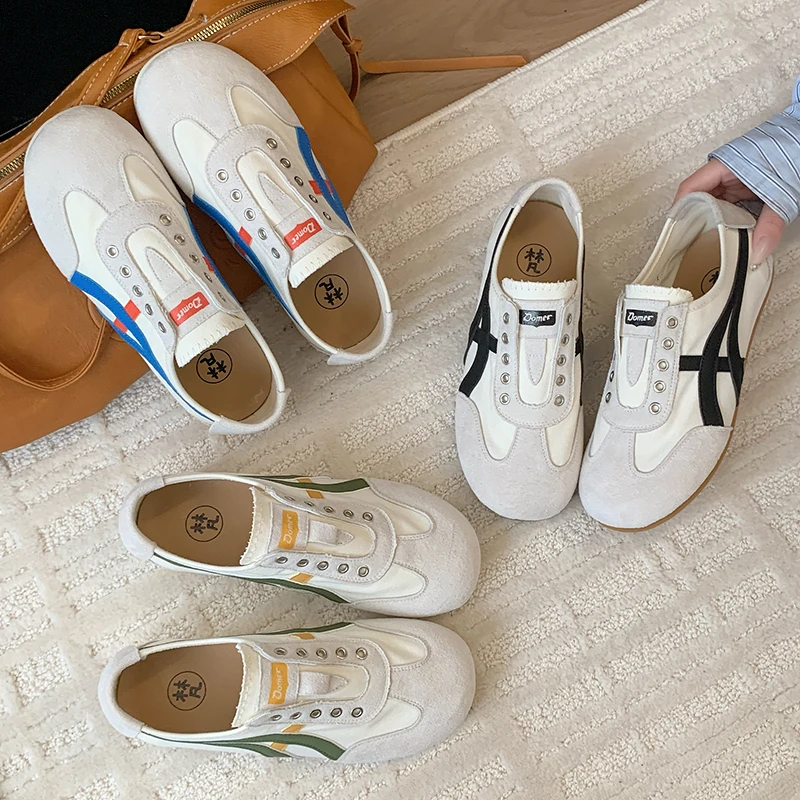 【复古轻奢】一脚蹬小众无鞋带德训鞋2025夏季网红爆款显脚小阿甘鞋