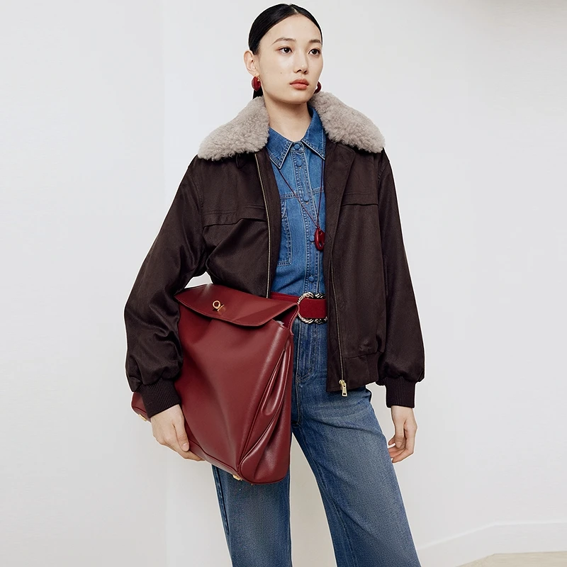 【星线好物】FS经典撞色翻领夹克式短款棉衣外套女25秋新款M122A