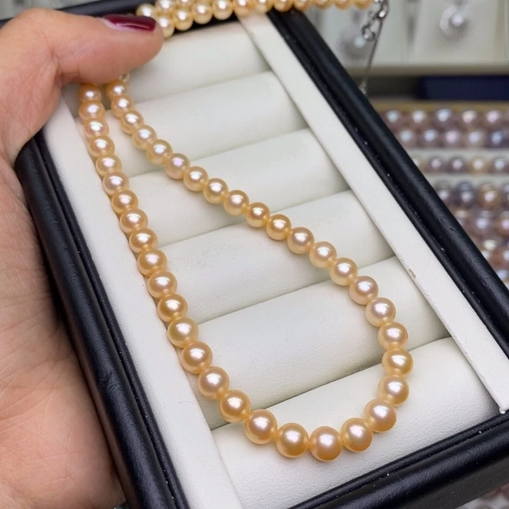 淡水珍珠项链未镶嵌香槟金