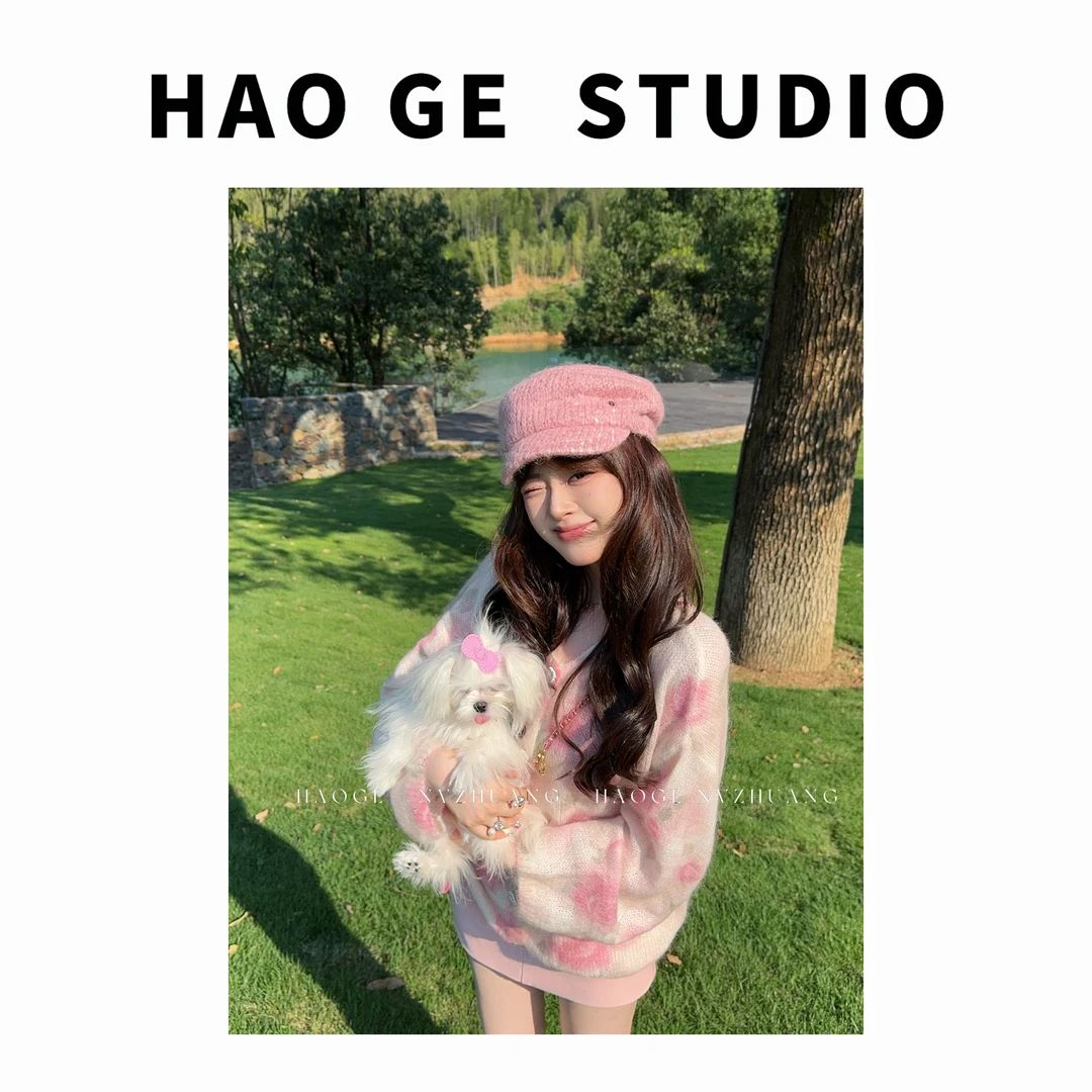 浩哥严选●浪漫满屋HGQ5MY3011A毛衣预慵懒风套头设计感圆领时尚款