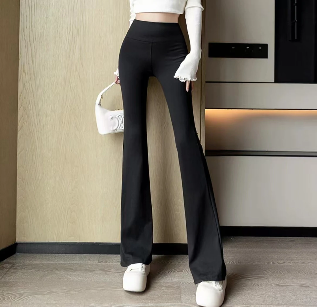 微喇叭鲨鱼裤2025新款秋季高腰薄款弹力瑜伽裤外穿芭比马蹄裤