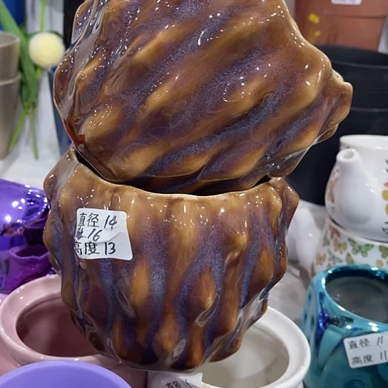 多肉绿植陶瓷花盆9.9包邮，有孔