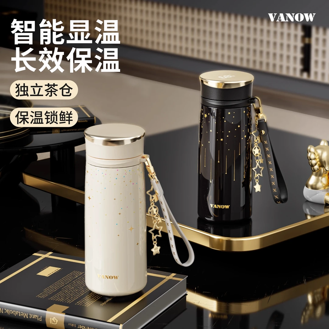 Vanow陶瓷内胆保温杯女高颜值25新款茶水分离便携泡茶水杯子送礼
