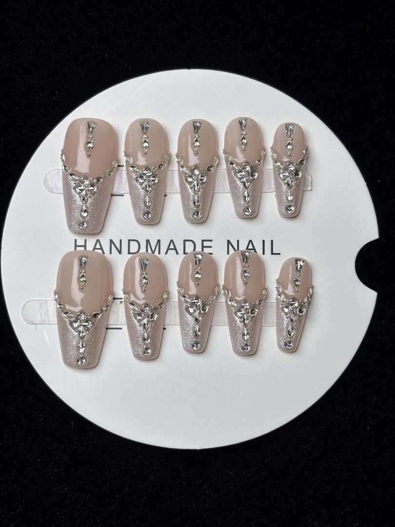 【富家千金】闪钻银色穿戴甲碎钻爆闪气质高定婚甲