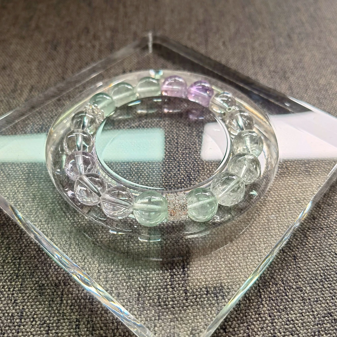 天然 卡10 绿阿塞 白水晶 薰衣草  绿萤石 原创手串